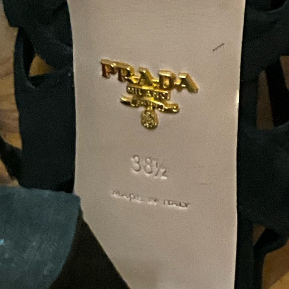 PRADA black suede platform sandals with 5” covered heel and woven vamp 8.5 - Picture 11 of 11